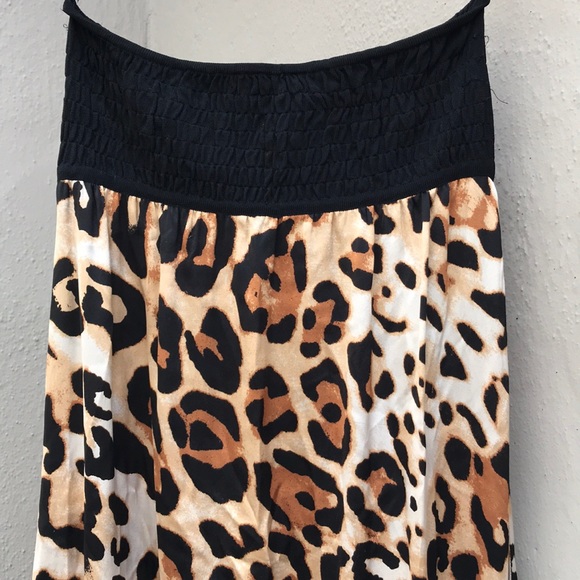 Long Strapeless Leopard Satin Dress BeBe - Picture 6 of 8